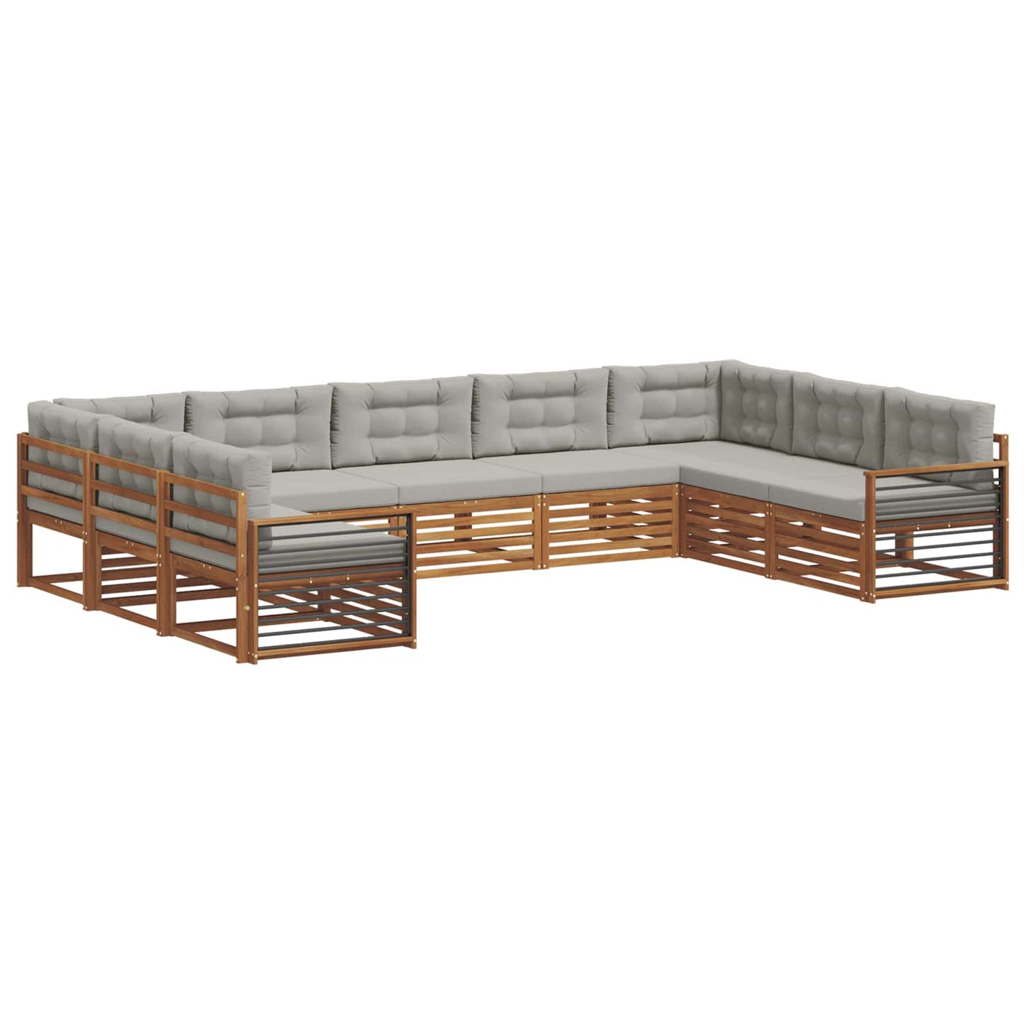 vidaXL Σειρά Καναπέ Εξωτερικού 9 pcs Φυσικό και Ανοιχτό Γκρι