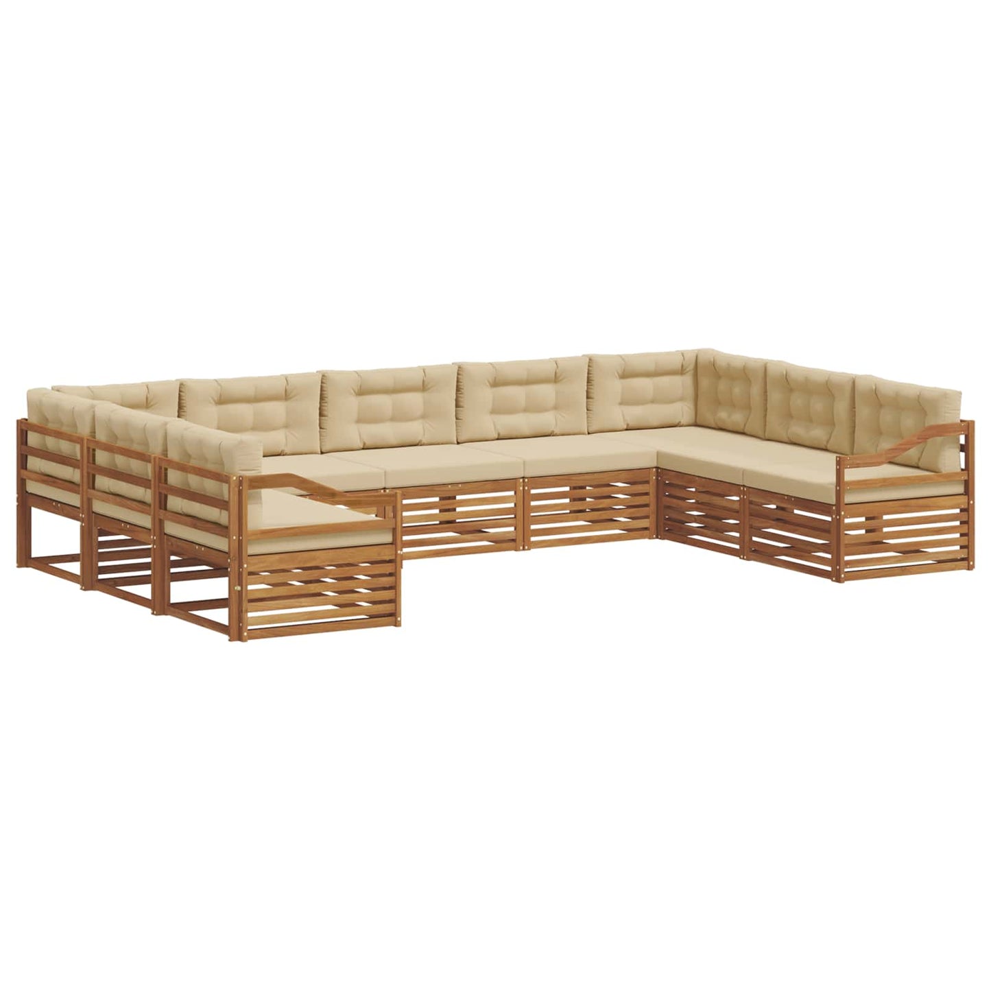 vidaXL Σειρά Καναπέ Εξωτερικού με μαξιλάρι 9 pcs Φυσικό και Μπεζ