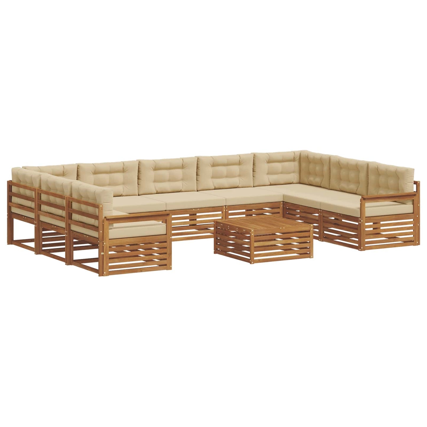 vidaXL Σειρά Καναπέ Εξωτερικού με μαξιλάρι 10 pcs Φυσικό και Μπεζ