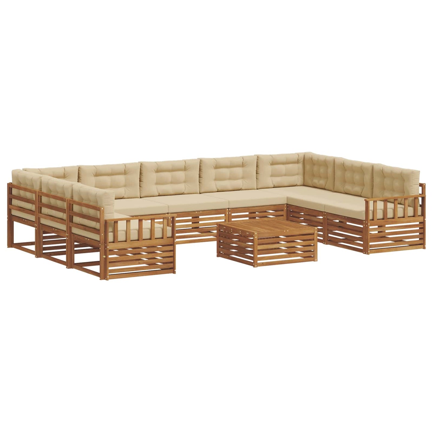 vidaXL Σειρά Καναπέ Εξωτερικού με μαξιλάρι 10 pcs Φυσικό και Μπεζ