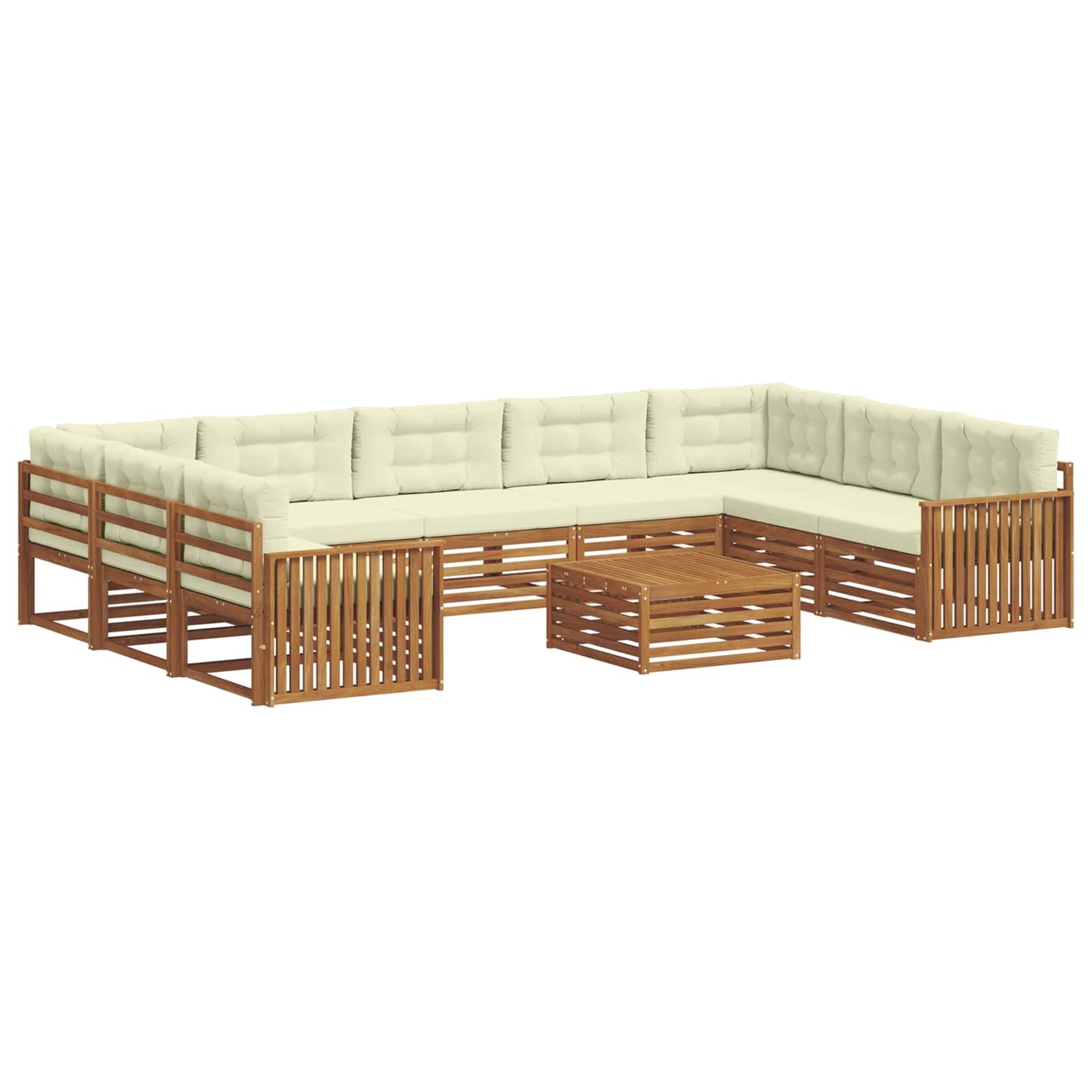vidaXL Σειρά Καναπέ Εξωτερικού με μαξιλάρι 10 pcs Φυσικό και Κρέμα
