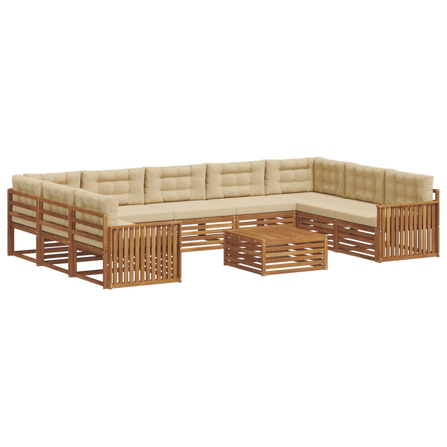 vidaXL Σειρά Καναπέ Εξωτερικού με μαξιλάρι 10 pcs Φυσικό και Μπεζ