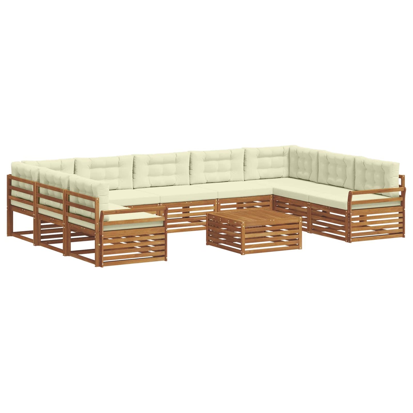 vidaXL Σειρά Καναπέ Εξωτερικού με μαξιλάρι 10 pcs Φυσικό και Κρέμα