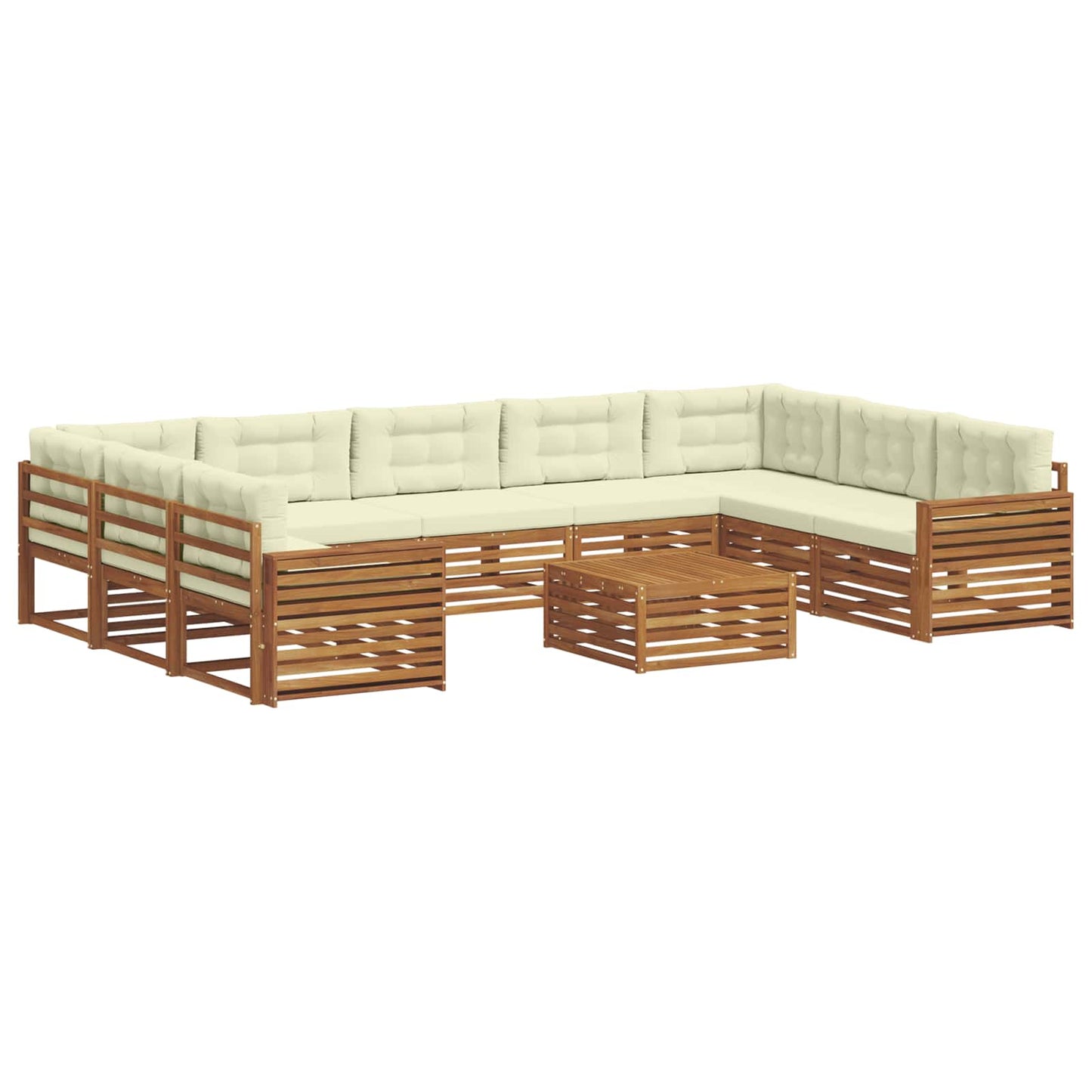 vidaXL Σειρά Καναπέ Εξωτερικού με μαξιλάρι 10 pcs Φυσικό και Κρέμα