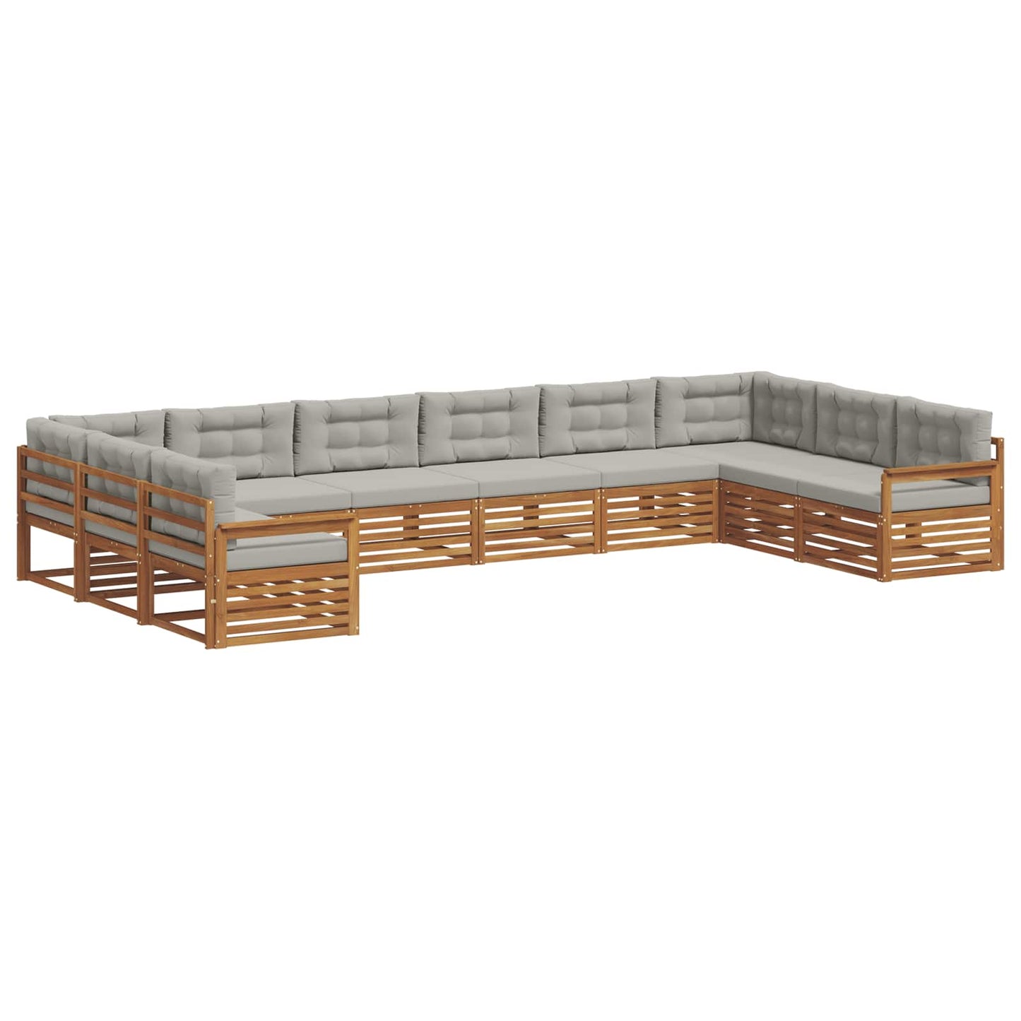 vidaXL Σετ Καναπέ 8 pcs Φυσικό και Ανοιχτό Γκρι Στερεό Ξύλο Ακακίας