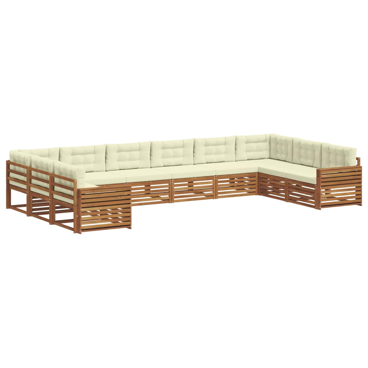 vidaXL Σετ Καναπέ 8 pcs Φυσικό και Κρέμα Στερεό Ξύλο Ακακίας