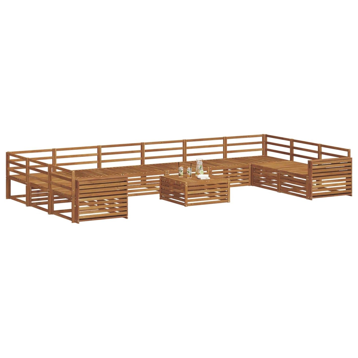 vidaXL Σετ Καναπέ 11 τμχ. Φυσικό Στερεό Ξύλο Ακακίας