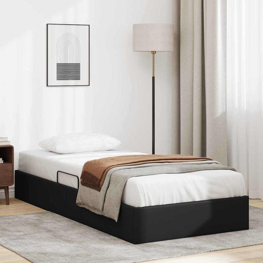 vidaXL Κρεβάτι Αποθήκης με αποθήκευση Μαύρο 100 x 190 cm Τεχνητό δέρμα