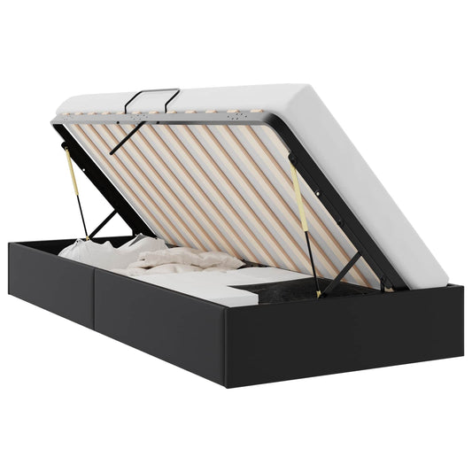 vidaXL Κρεβάτι Αποθήκης με αποθήκευση Μαύρο 100 x 190 cm Τεχνητό δέρμα