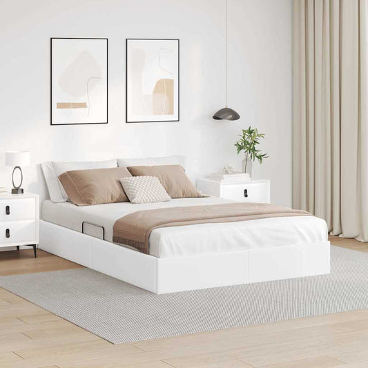 vidaXL Κρεβάτι Αποθήκης Καθαρό Λευκό 153 x 203 εκ. Τεχνητό δέρμα