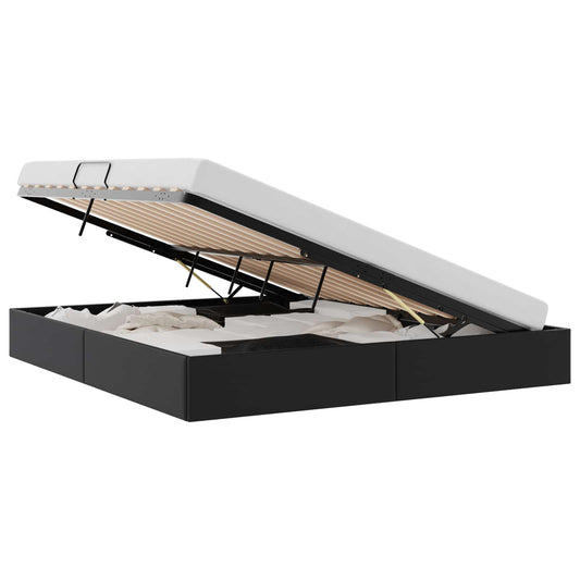 vidaXL Κρεβάτι Αποθήκης με αποθήκευση Μαύρο 183 x 213 cm Τεχνητό δέρμα