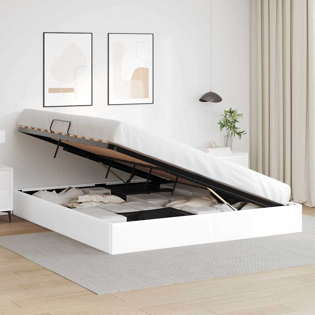 vidaXL Κρεβάτι Αποθήκης Καθαρό Λευκό 183 x 213 cm Τεχνητό δέρμα