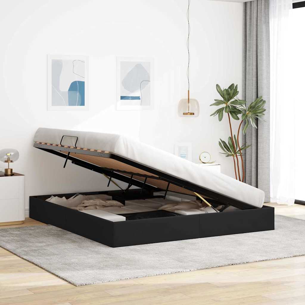 vidaXL Κρεβάτι Αποθήκης με αποθήκευση Μαύρο 180 x 200 cm Βελούδο