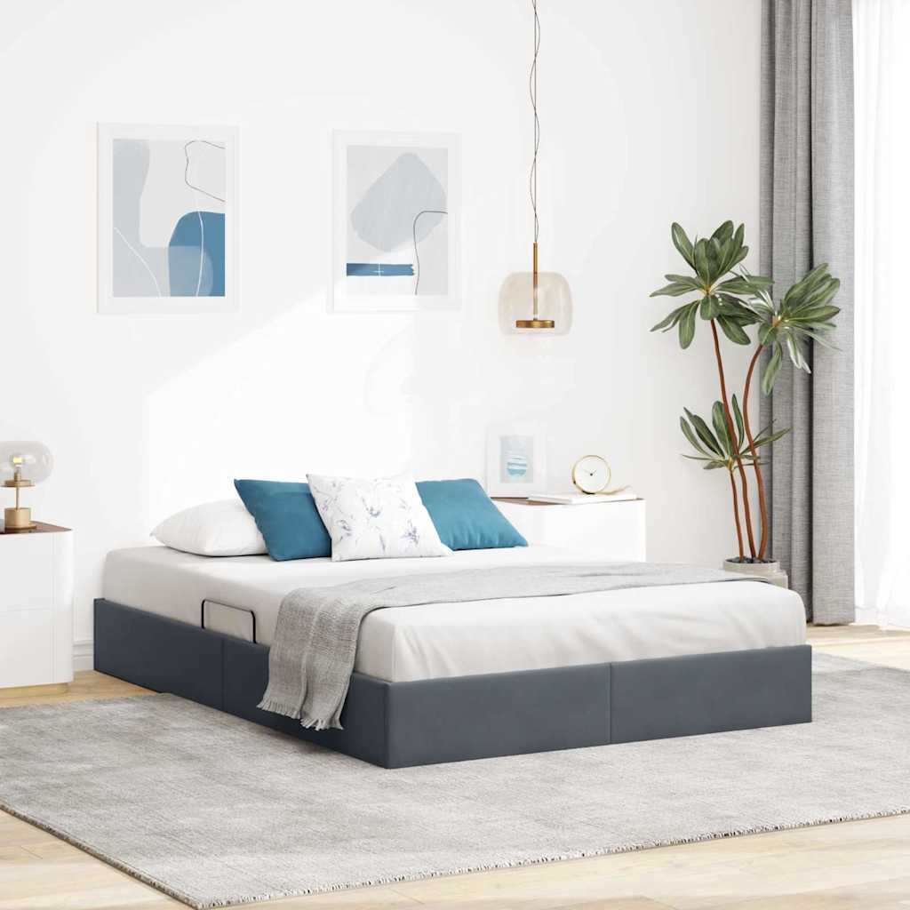 vidaXL Κρεβάτι Αποθήκης Σκούρο Γκρι 137 x 190 cm Βελούδο