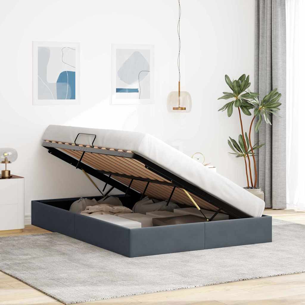 vidaXL Κρεβάτι Αποθήκης Σκούρο Γκρι 137 x 190 cm Βελούδο