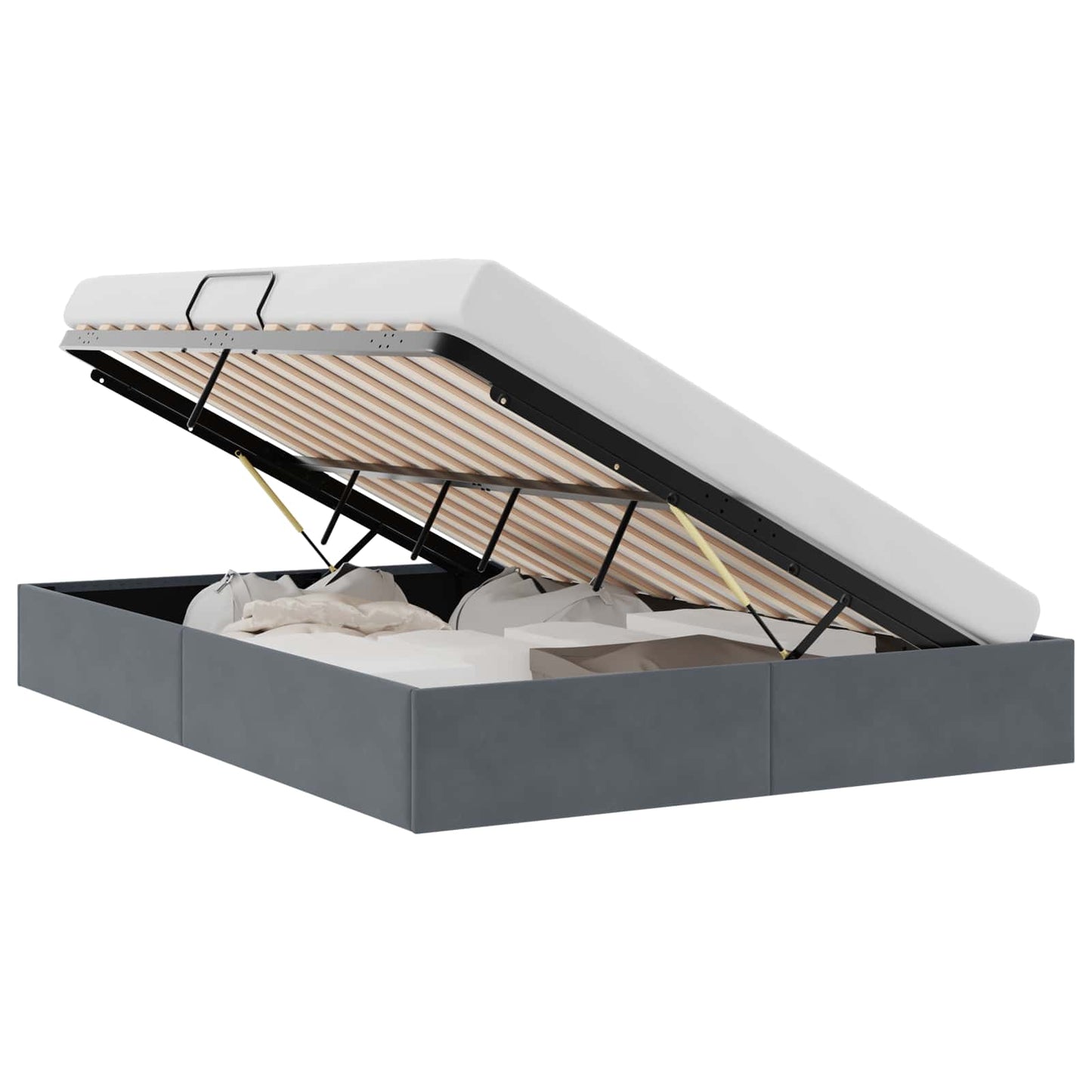 vidaXL Κρεβάτι Αποθήκης Σκούρο Γκρι 137 x 190 cm Βελούδο