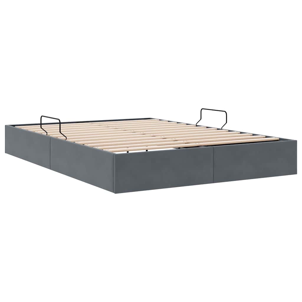 vidaXL Κρεβάτι Αποθήκης Σκούρο Γκρι 137 x 190 cm Βελούδο