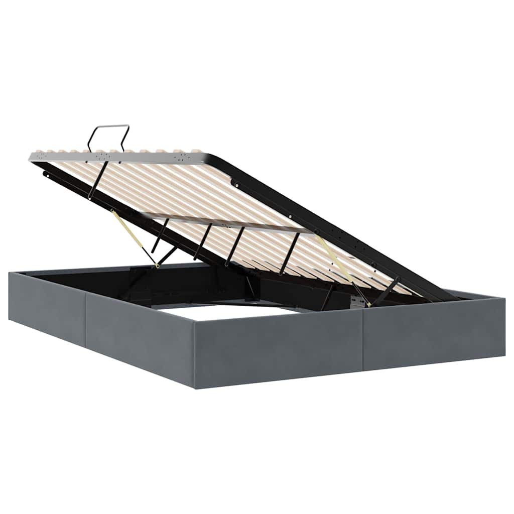 vidaXL Κρεβάτι Αποθήκης Σκούρο Γκρι 137 x 190 cm Βελούδο