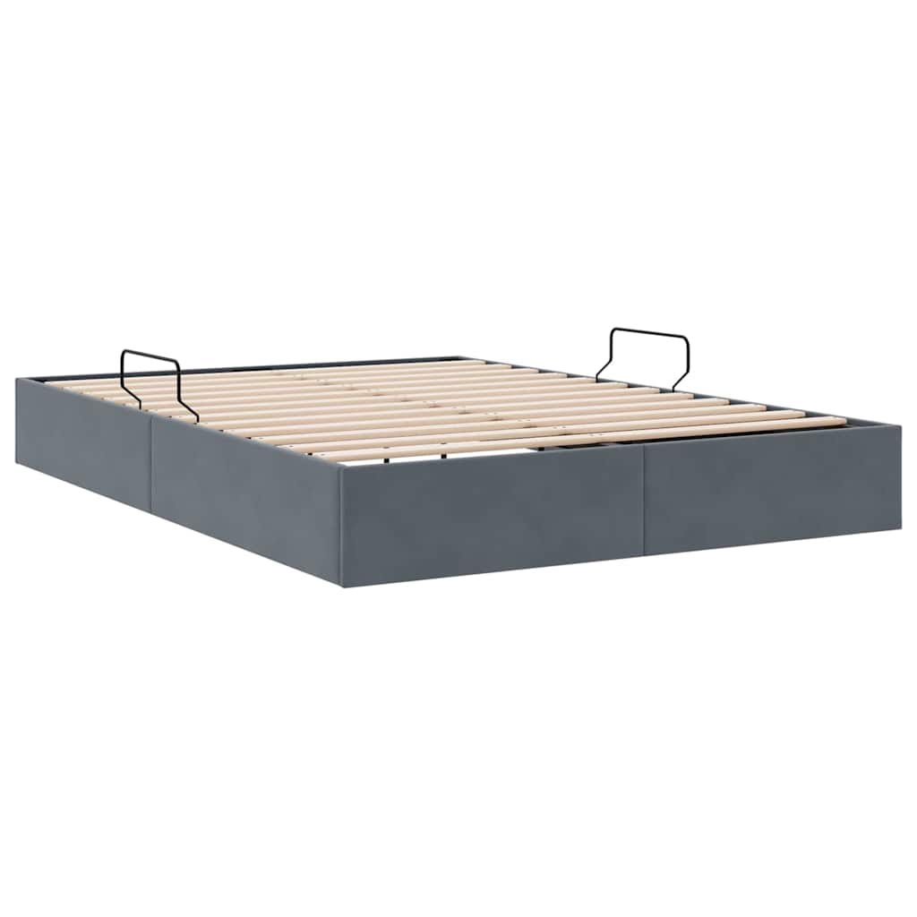 vidaXL Κρεβάτι Αποθήκης Σκούρο Γκρι 137 x 190 cm Βελούδο