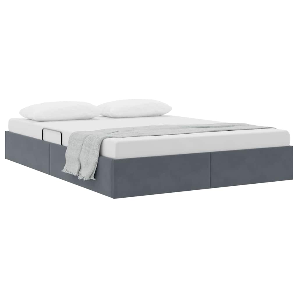 vidaXL Κρεβάτι Αποθήκης Σκούρο Γκρι 137 x 190 cm Βελούδο