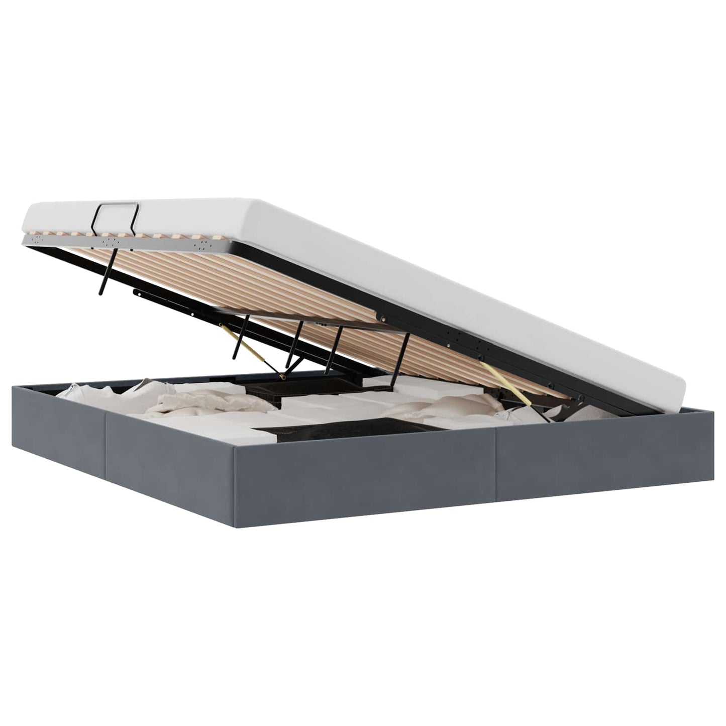 vidaXL Κρεβάτι Αποθήκης Σκούρο Γκρι 193 x 203 cm Βελούδο