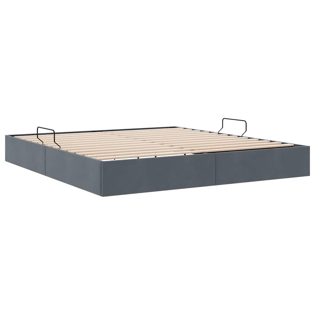 vidaXL Κρεβάτι Αποθήκης Σκούρο Γκρι 193 x 203 cm Βελούδο