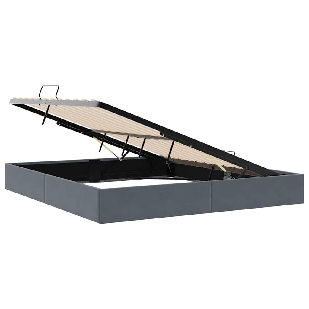 vidaXL Κρεβάτι Αποθήκης Σκούρο Γκρι 193 x 203 cm Βελούδο