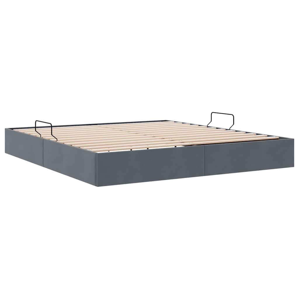 vidaXL Κρεβάτι Αποθήκης Σκούρο Γκρι 193 x 203 cm Βελούδο