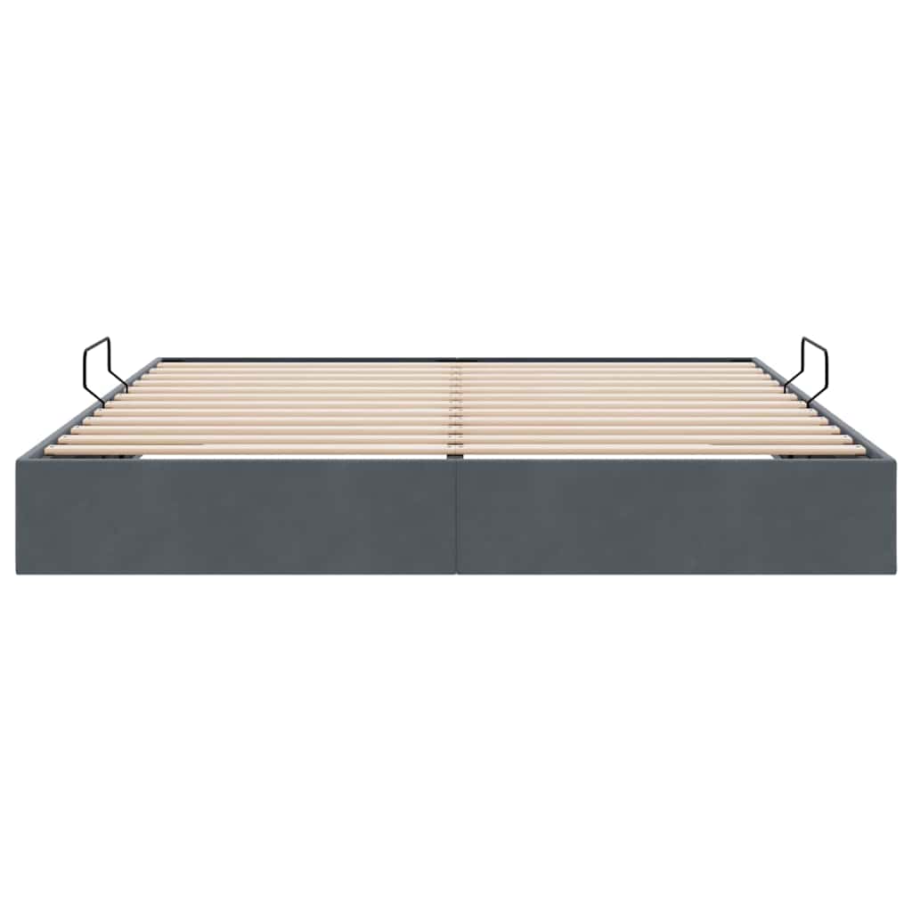 vidaXL Κρεβάτι Αποθήκης Σκούρο Γκρι 193 x 203 cm Βελούδο