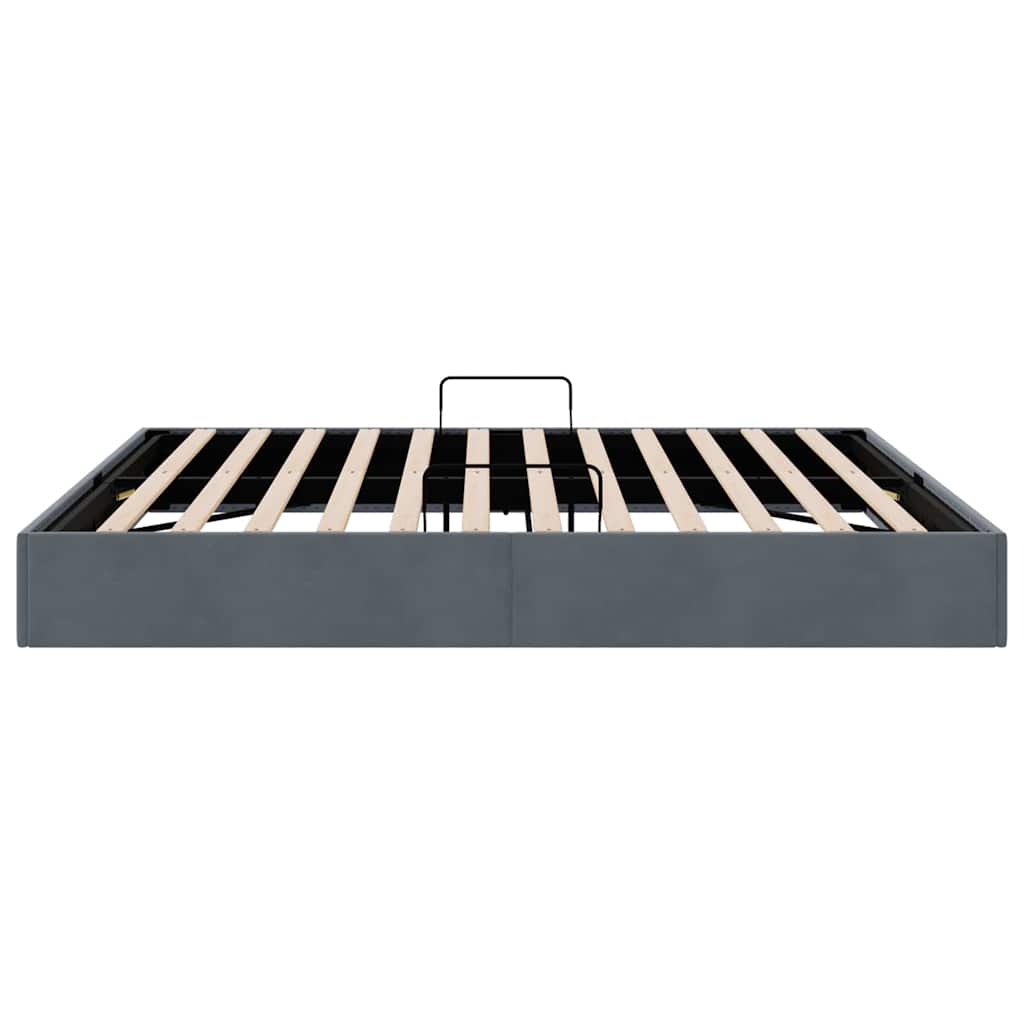 vidaXL Κρεβάτι Αποθήκης Σκούρο Γκρι 193 x 203 cm Βελούδο