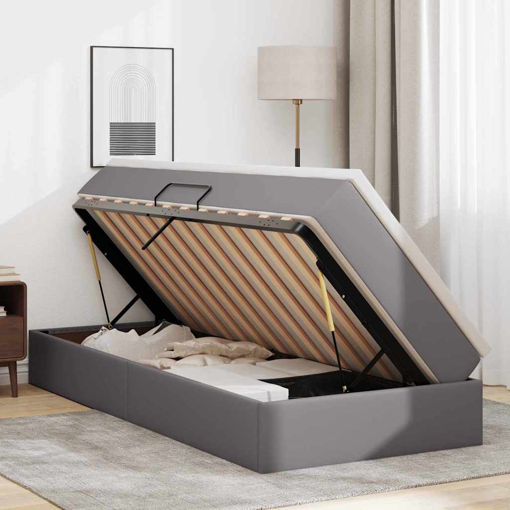 vidaXL Κρεβάτι με αποθηκευτικό χώρο και στρώμα Γκρι 90 x 190 cm