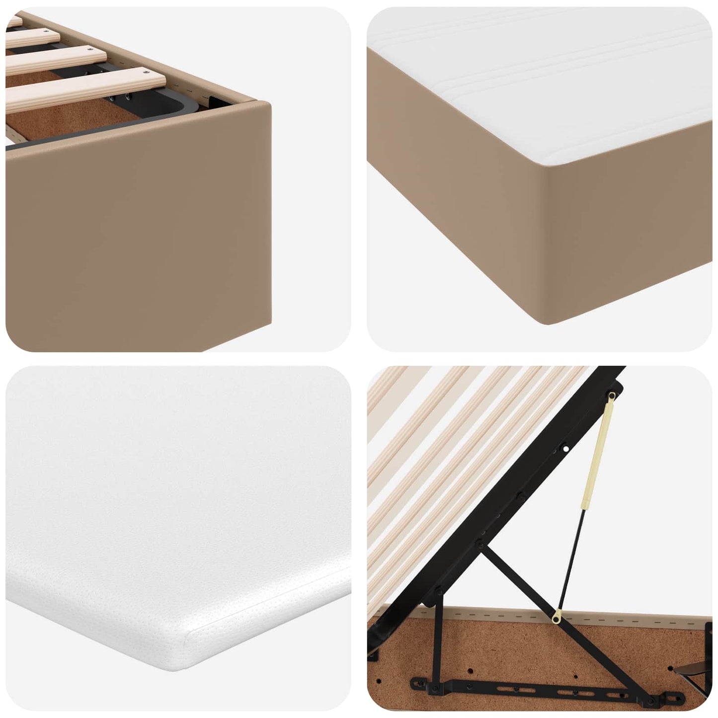 vidaXL Κρεβάτι με αποθηκευτικό χώρο και στρώμα Καπουτσίνο 90 x 200 cm