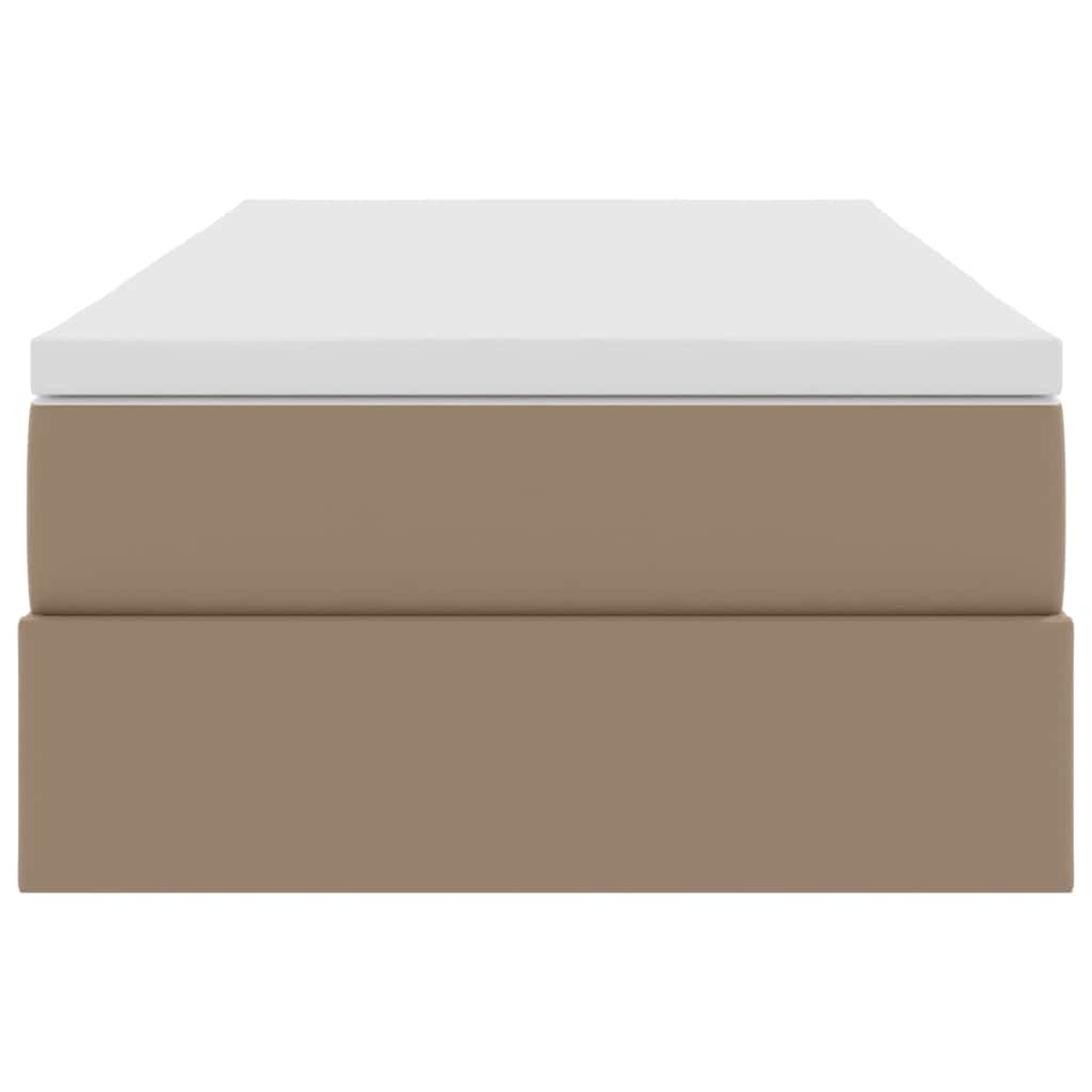 vidaXL Κρεβάτι με αποθηκευτικό χώρο και στρώμα Καπουτσίνο 90 x 200 cm