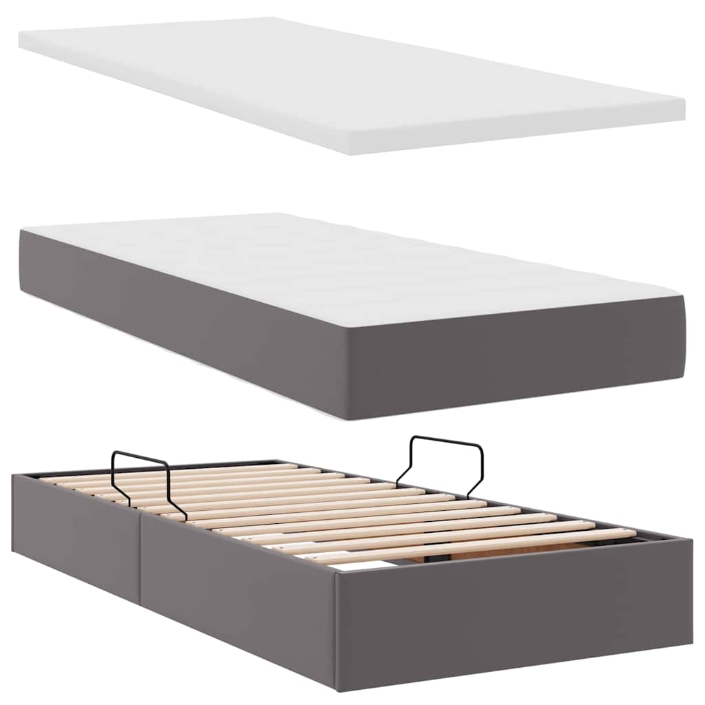 vidaXL Κρεβάτι με αποθηκευτικό χώρο και στρώμα Γκρι 100 x 200 cm