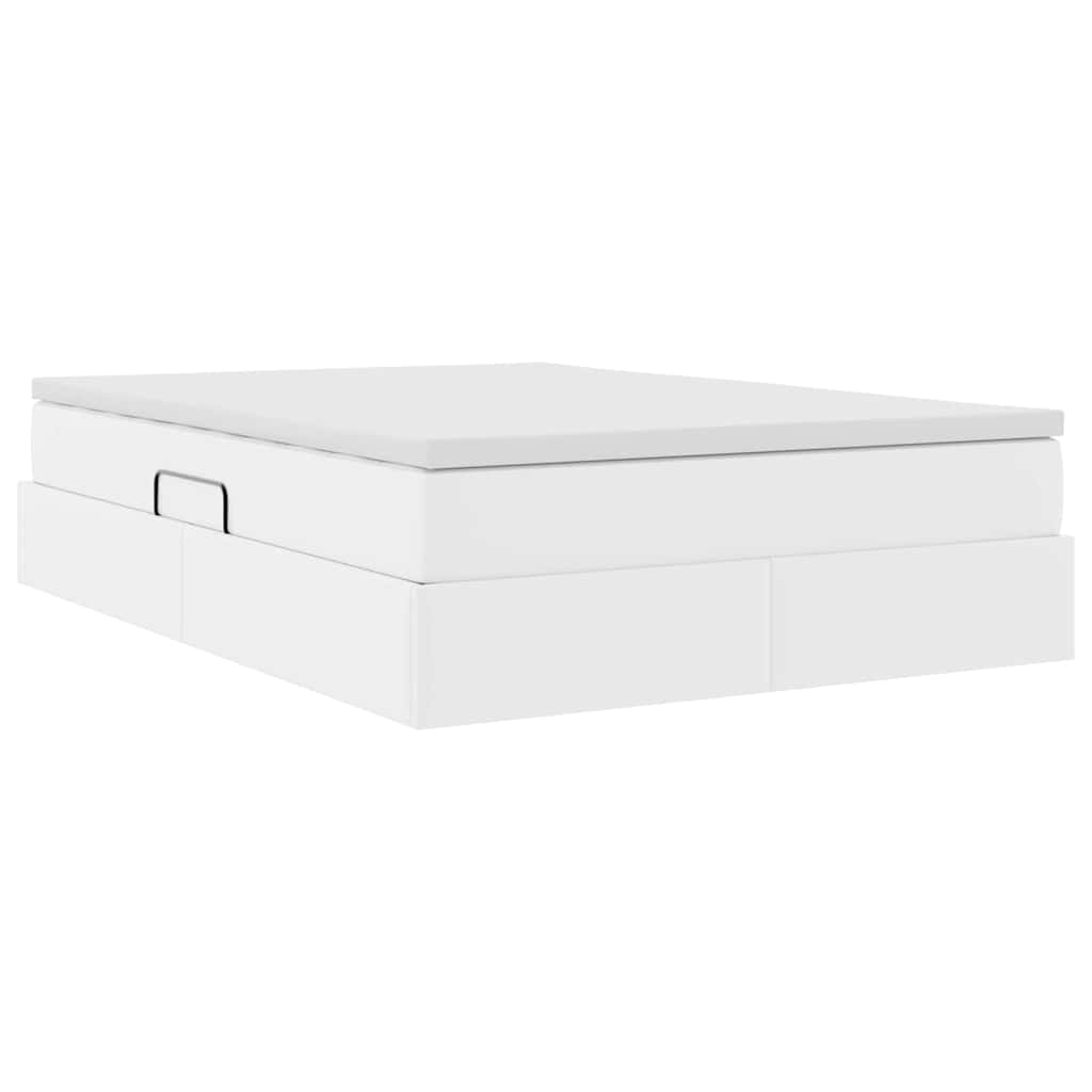 vidaXL Κρεβάτι με αποθηκευτικό χώρο και στρώμα Λευκό 140 x 190 cm