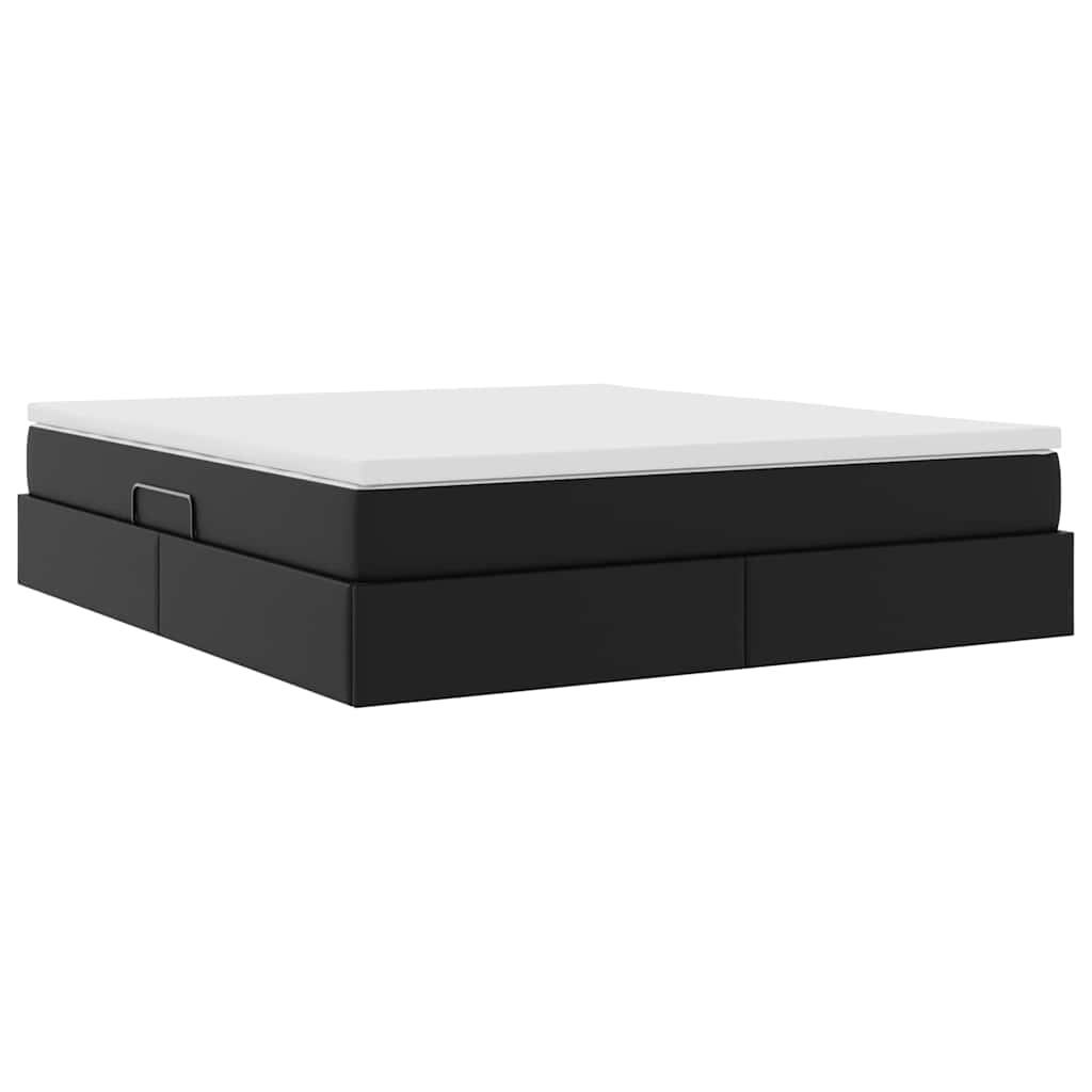 vidaXL Κρεβάτι με αποθηκευτικό χώρο και στρώμα Μαύρο 160 x 200 cm