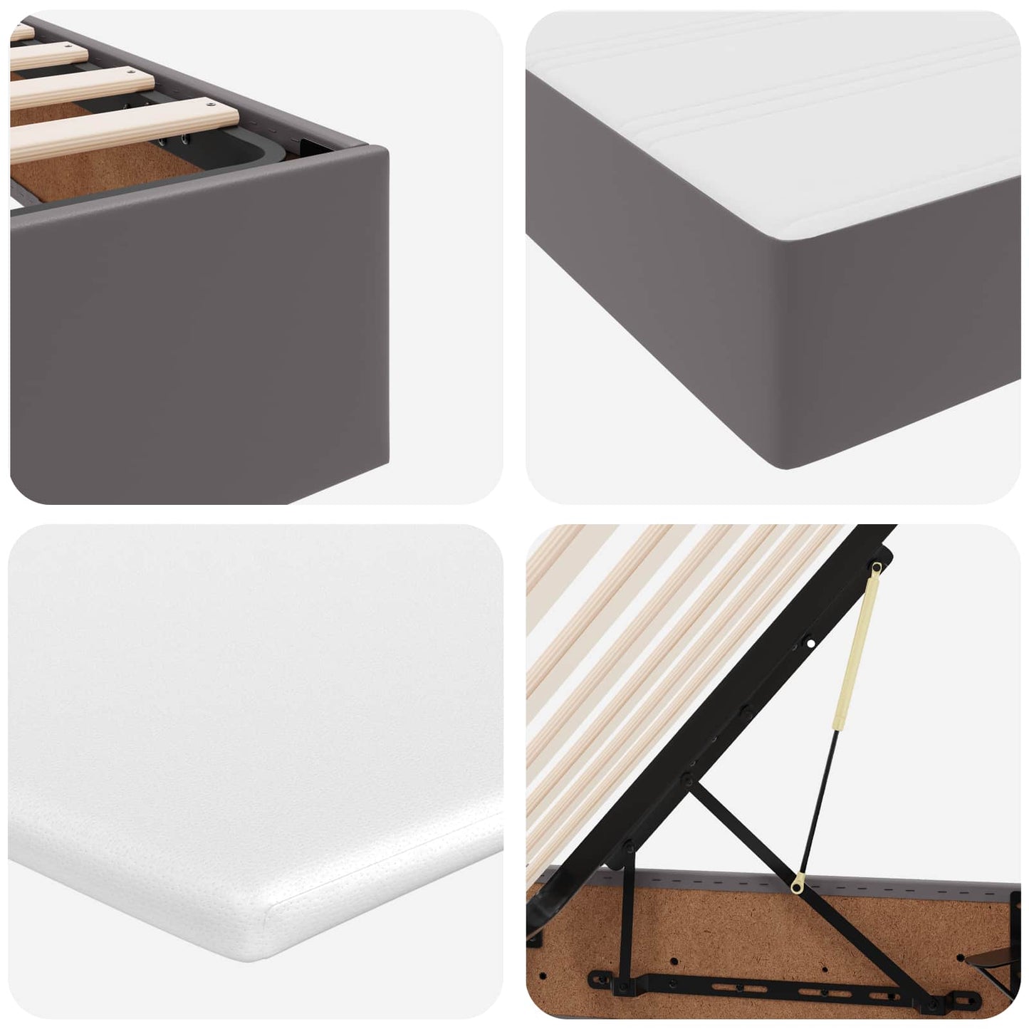 vidaXL Κρεβάτι με αποθηκευτικό χώρο και στρώμα Γκρι 180 x 200 cm