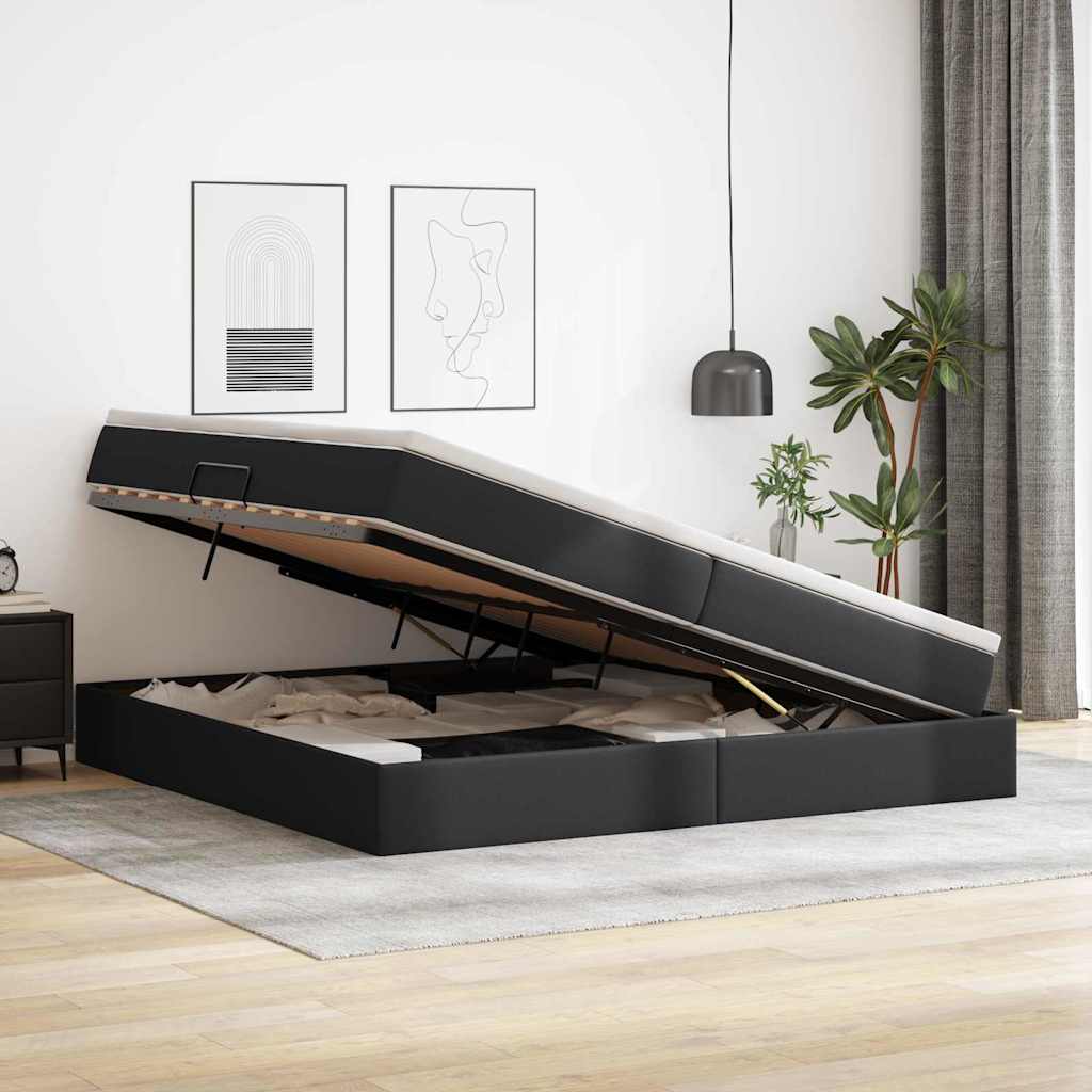 vidaXL Κρεβάτι με αποθηκευτικό χώρο και στρώμα Μαύρο 200 x 200 cm