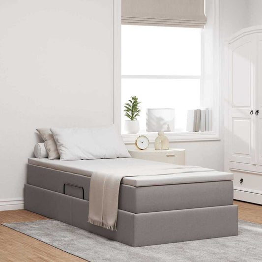 vidaXL Κρεβάτι με αποθηκευτικό χώρο και στρώμα Taupe 90 x 190 cm