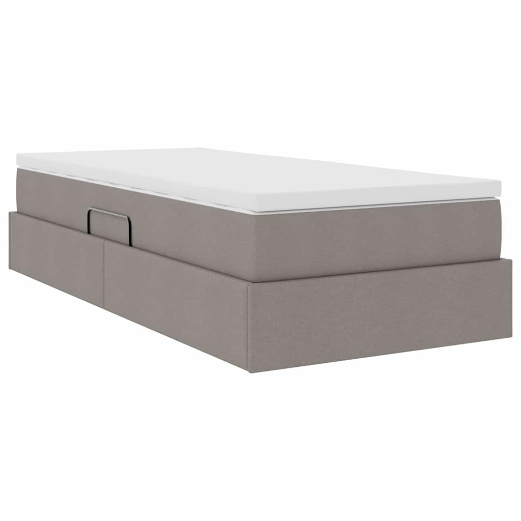 vidaXL Κρεβάτι με αποθηκευτικό χώρο και στρώμα Taupe 90 x 190 cm