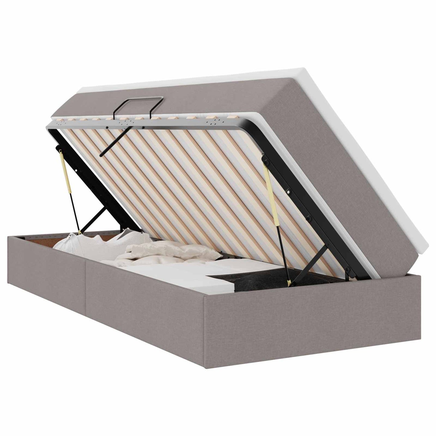 vidaXL Κρεβάτι με αποθηκευτικό χώρο και στρώμα Taupe 90 x 200 cm