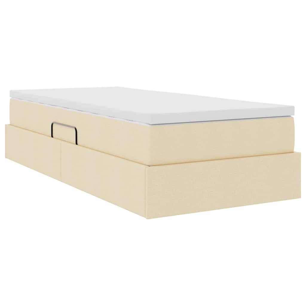 vidaXL Κρεβάτι με αποθηκευτικό χώρο και στρώμα Κρεμ 90 x 200 cm