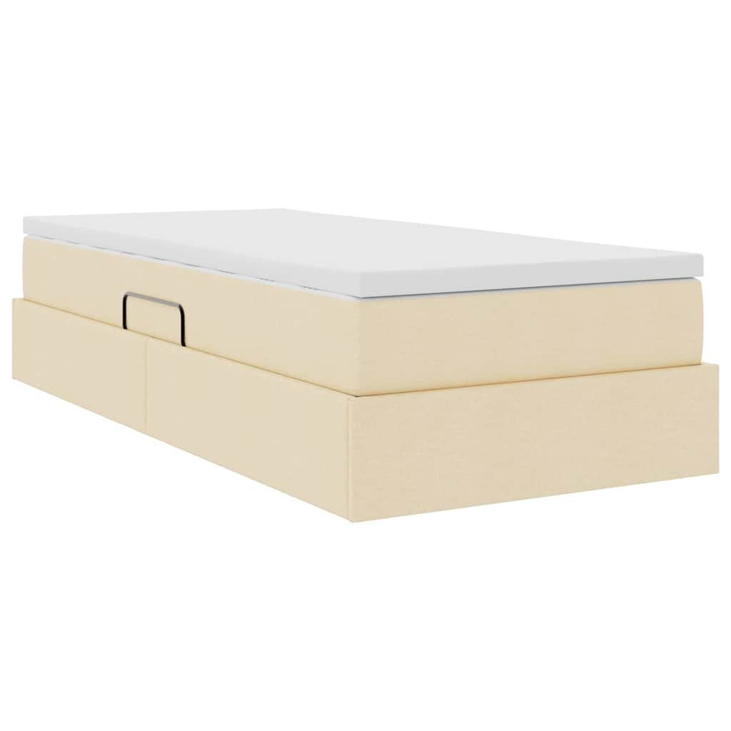 vidaXL Κρεβάτι με αποθηκευτικό χώρο και στρώμα Κρεμ 90 x 200 cm