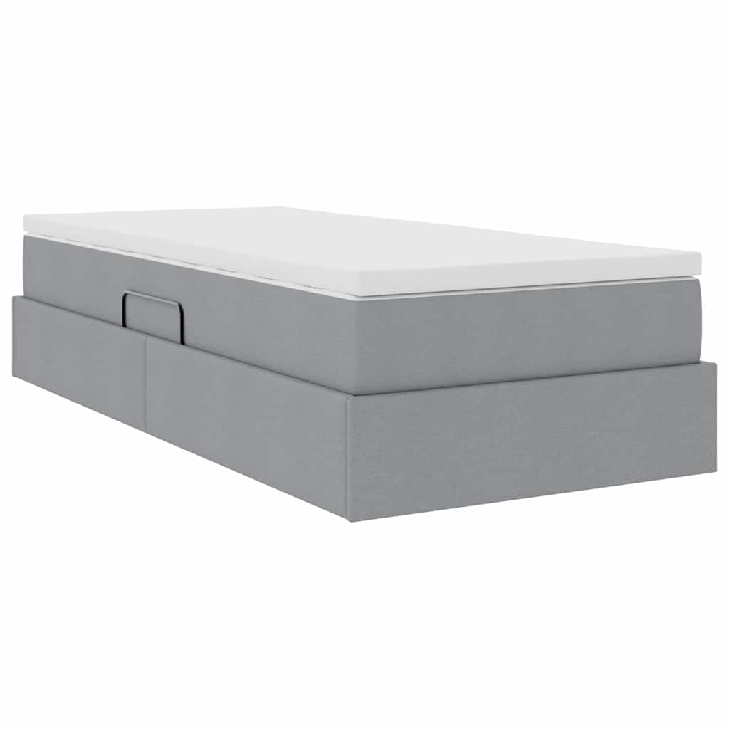 vidaXL Κρεβάτι με αποθηκευτικό χώρο και στρώμα με στρώμα Ανοιχτό γκρι