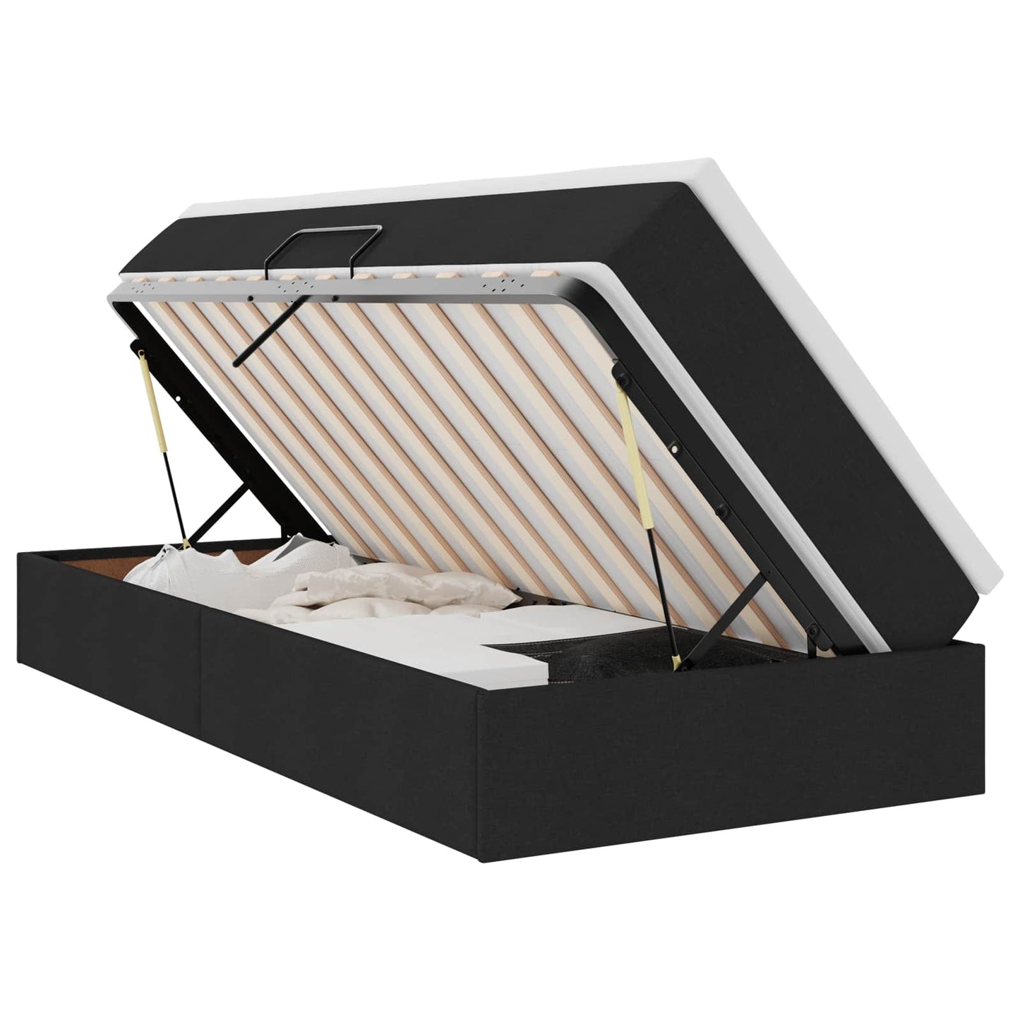 vidaXL Κρεβάτι με αποθηκευτικό χώρο και στρώμα Μαύρο 100 x 200 cm