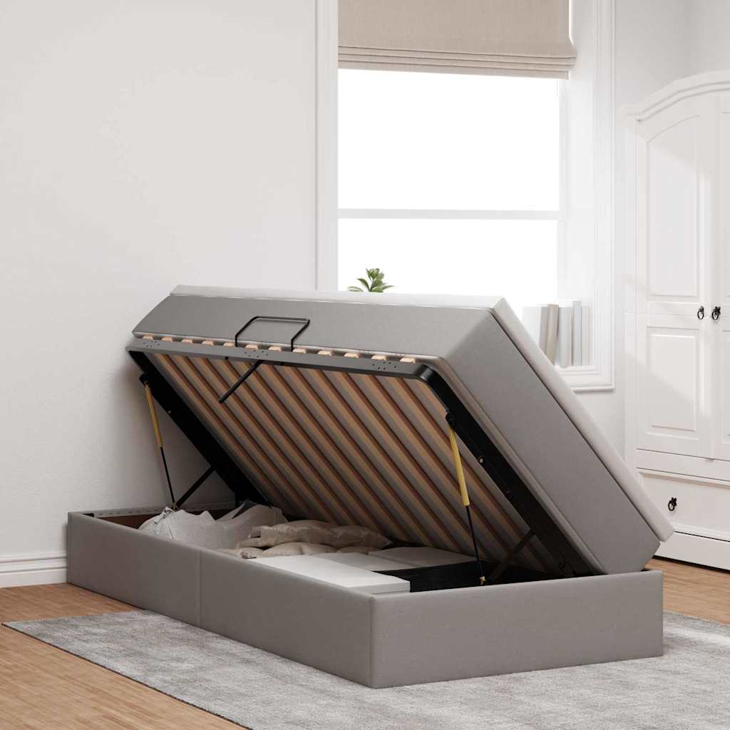 vidaXL Κρεβάτι με αποθηκευτικό χώρο και στρώμα Taupe 100 x 200 cm
