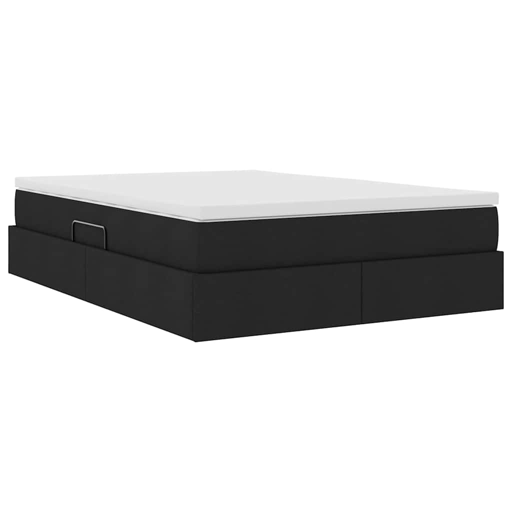vidaXL Κρεβάτι με αποθηκευτικό χώρο και στρώμα Μαύρο 140 x 190 cm