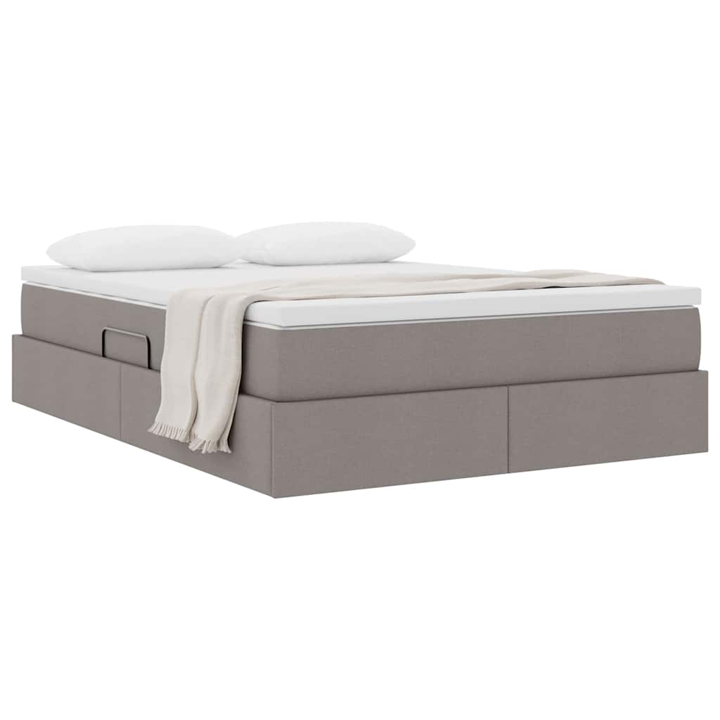 vidaXL Κρεβάτι με αποθηκευτικό χώρο και στρώμα Taupe 140 x 200 cm