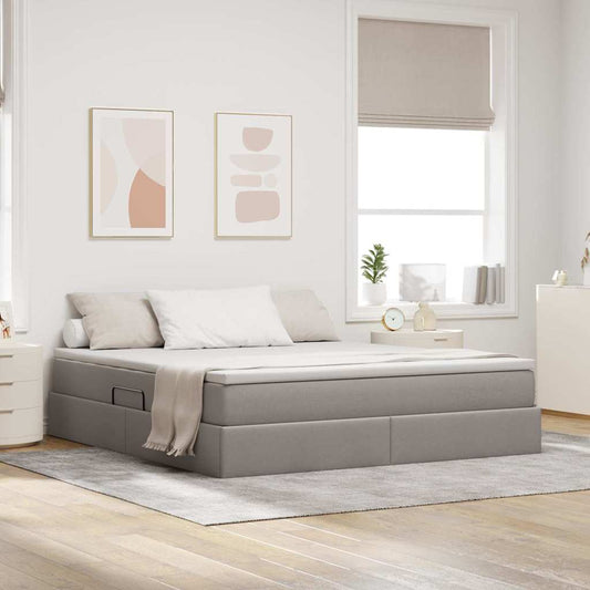 vidaXL Κρεβάτι με αποθηκευτικό χώρο και στρώμα Taupe 180 x 200 cm