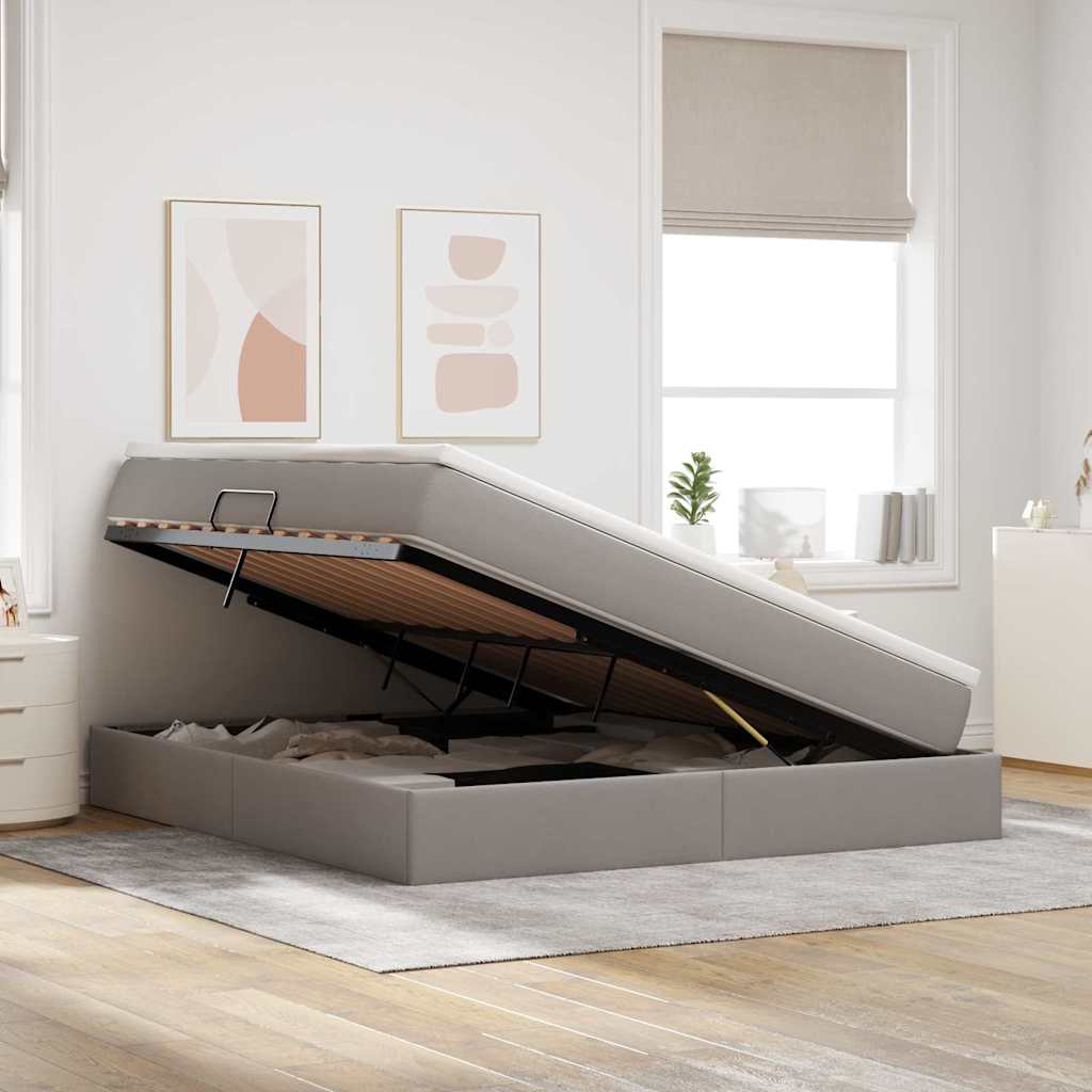 vidaXL Κρεβάτι με αποθηκευτικό χώρο και στρώμα Taupe 180 x 200 cm